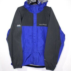 Montbell Mens XL Storm Hunter Goretex Nylon Spell Out Sealable Hood Jacket B908